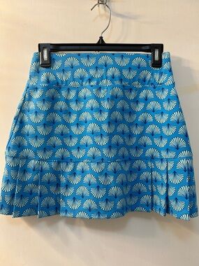Sigrid Olsen Blue Shell-Print Tennis and Golf Skorts, Sz XS